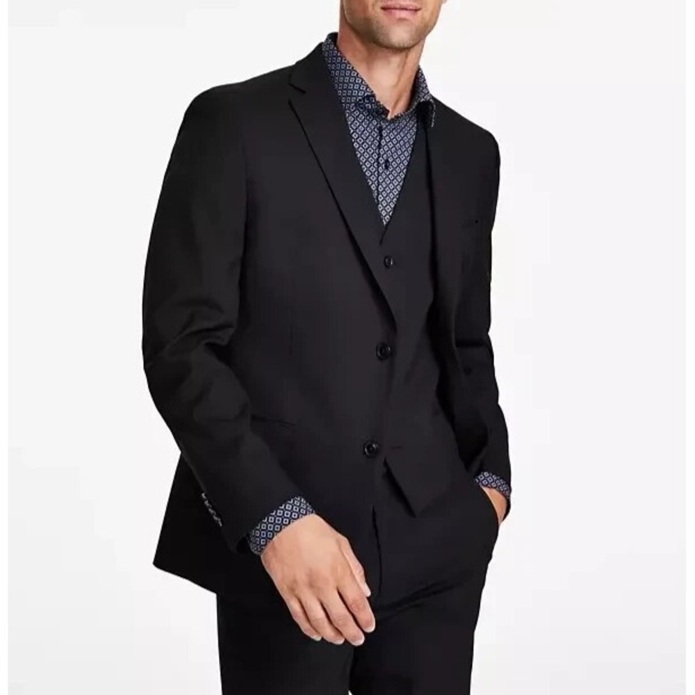 Alfani Mens Slim-Fit Stretch Solid‎ Suit Jacket Black 46R E071048